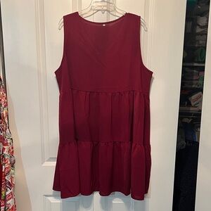 New without Tags womens Chic Sleeveless Vneck maroon tiered Amazon Dress